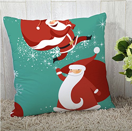 A cozy pillow featuring Santa Claus with his sack, perfect for holiday decor and festive cheer.