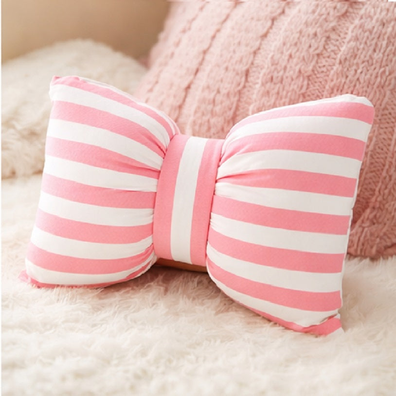 Cute Pink Bow Cushion (Pack of 1, 14x16 inch, Satin)