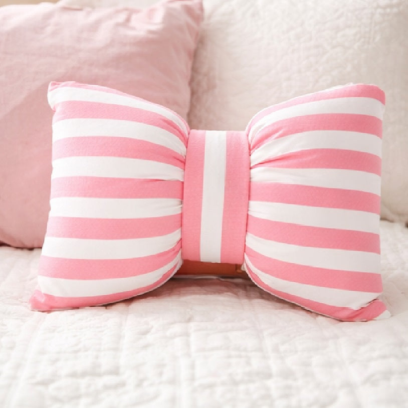 Cute Pink Bow Cushion (Pack of 1, 14x16 inch, Satin)