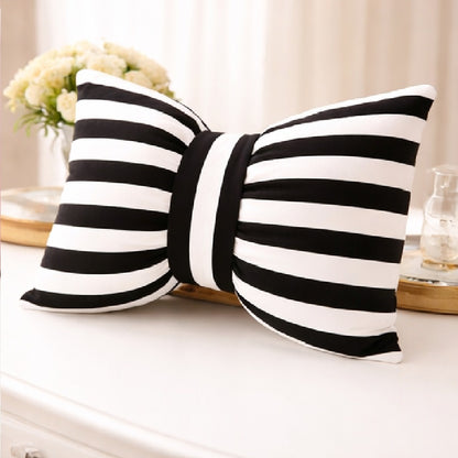 Cute Black Bow Cushion (Pack of 1, 14x16 inch, Satin)