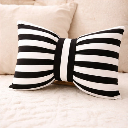 Cute Black Bow Cushion (Pack of 1, 14x16 inch, Satin)