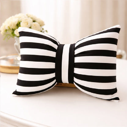 Cute Black Bow Cushion (Pack of 1, 14x16 inch, Satin)