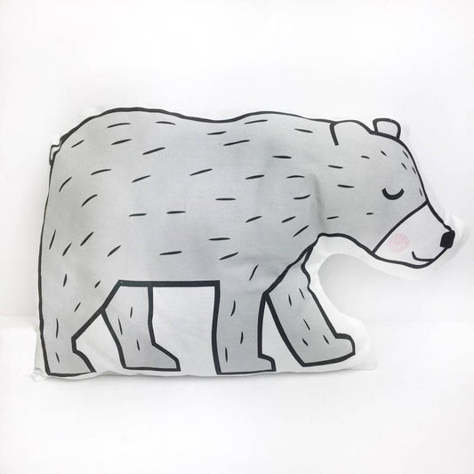 A cozy pillow featuring a cute bear. Perfect for snuggling up and adding a touch of cuteness to any room.