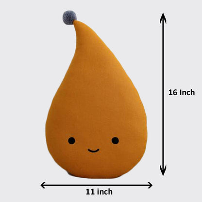 A smiling face pillow placed on a bed, adding a touch of cheerfulness and comfort to the room.