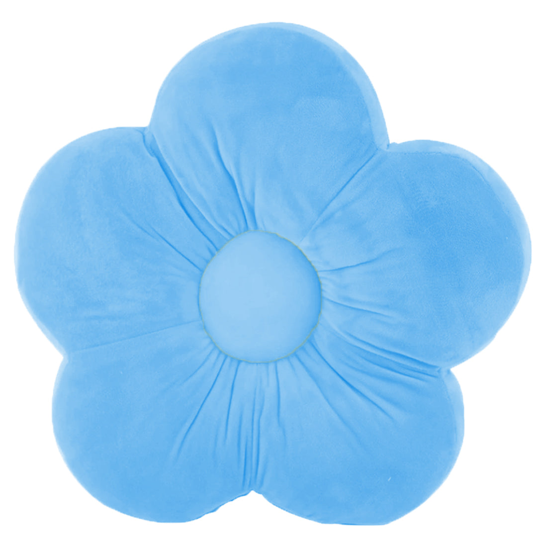 1. Blue flower-shaped pillow with yellow center, perfect for adding a pop of color to any room decor.