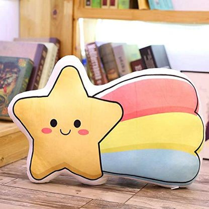 A cute star-shaped face on a cozy pillow