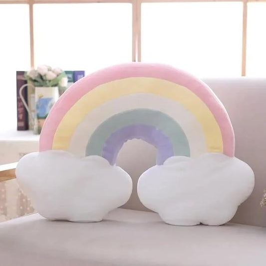 Cute Rainbow Cloud Shaped Velvet Fluffy Cushion