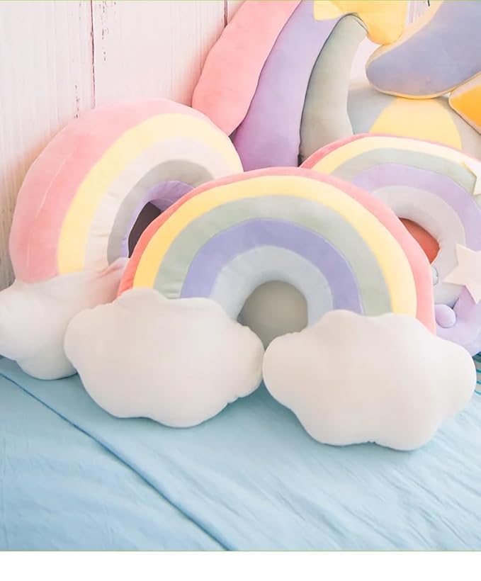 Cute Rainbow Cloud Shaped Velvet Fluffy Cushion