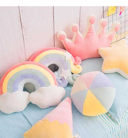 Cute Rainbow Cloud Shaped Velvet Fluffy Cushion