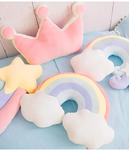 Cute Rainbow Cloud Shaped Velvet Fluffy Cushion