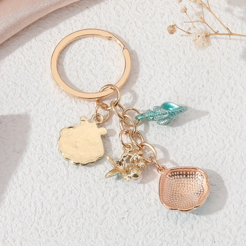 Aqua Seashell Bag Charm Keychain