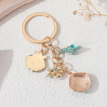 Aqua Seashell Bag Charm Keychain