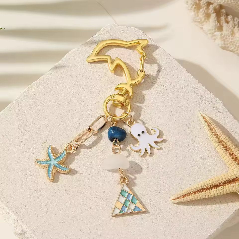 Blue Ocean Bag Charm Keychain