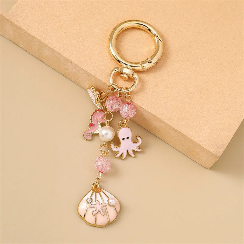 Pink Sea Treasures Bag Charm Keychain