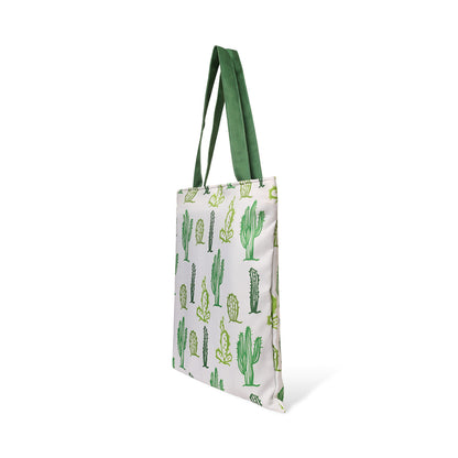 Side view of tote bag with cactus print