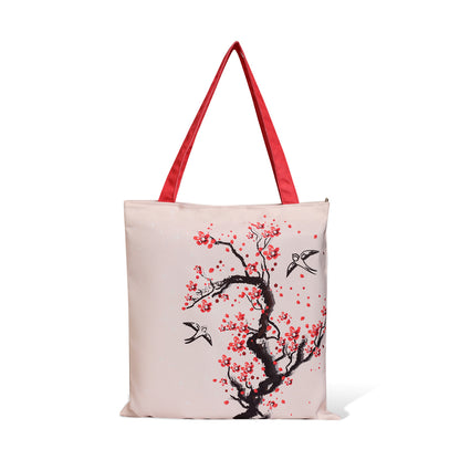 Enhance your style with a chic tote bag featuring a beautiful cherry blossom pattern, perfect for any occasion.