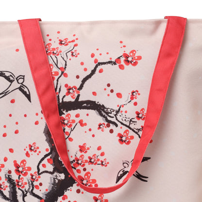 Elevate your fashion game with a tote bag showcasing an exquisite cherry blossom design, exuding grace and sophistication.