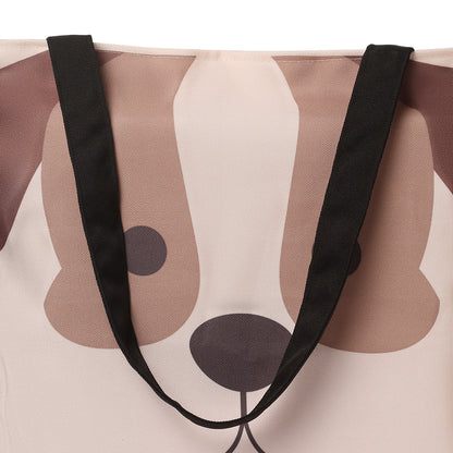 Chic tote bag showcasing a charming dog face print, a must-have for dog lovers.