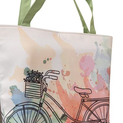 Vintage cycle print tote bag zoom view