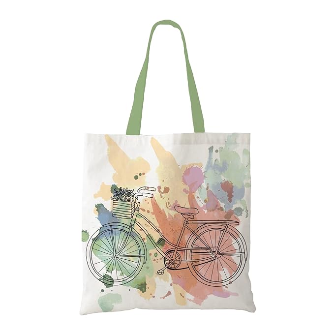 Fun tote bag with a vintage bicycle design, a practical and stylish choice for any outing.