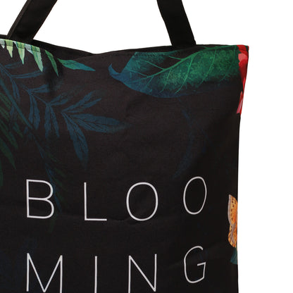 printed black tote bag
