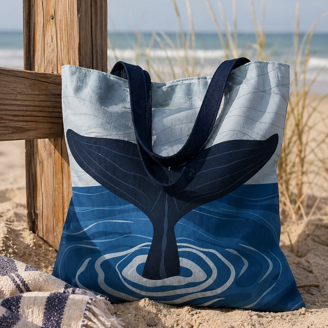 Cute Sperm Whale Ocean Theme Tote Bag