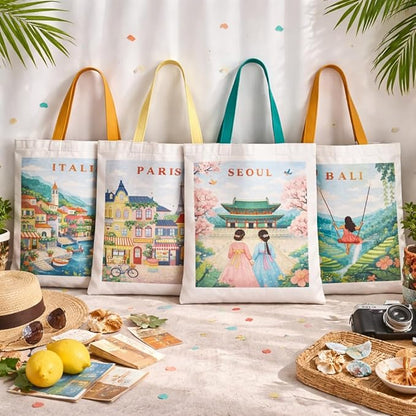 Printed Canvas Tote Bag
