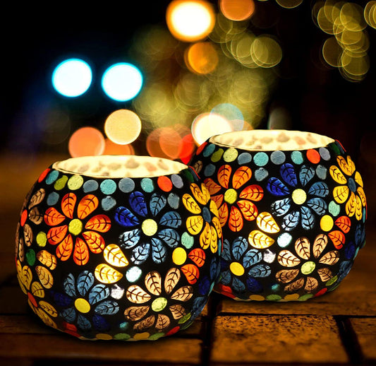 Glass Mosaic Tealight Candle Holder