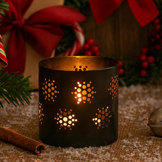 Wrought and Cast Iron Christmas Stars Tealight Holder