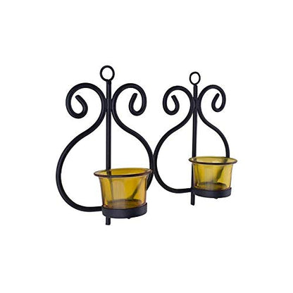 Metal Wall Sconce/Tealight Candle Holder with Glass