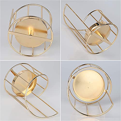 Chic candle holder featuring gold metal frame and glass