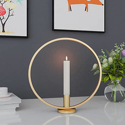 Bear-themed gold candle holders.