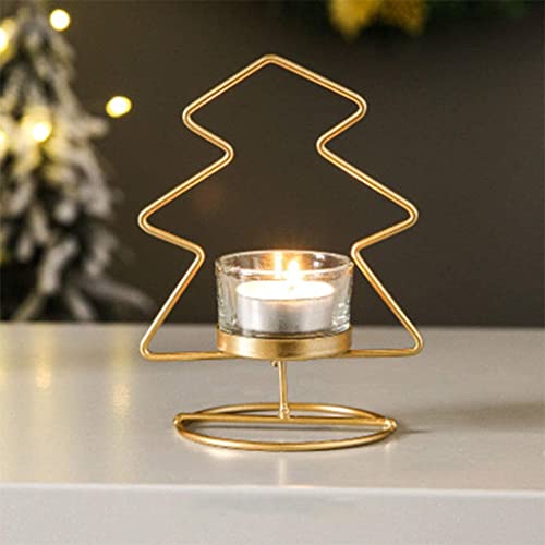 Two gold star candles on table