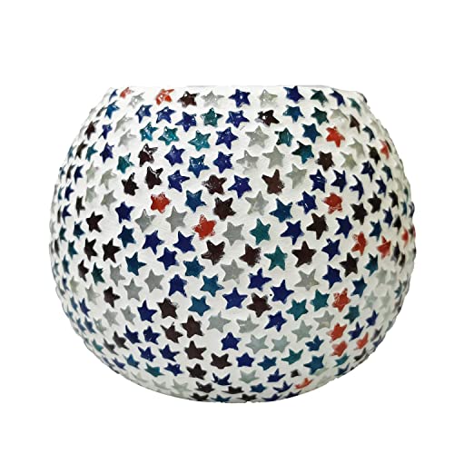 Multicolored star-shaped vase with a fun and lively pattern of stars, a cheerful accent piece.