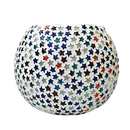 Multicolored star-shaped vase with a fun and lively pattern of stars, a cheerful accent piece.