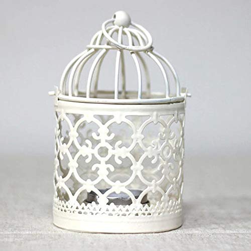 Lit candle illuminating a bird cage.