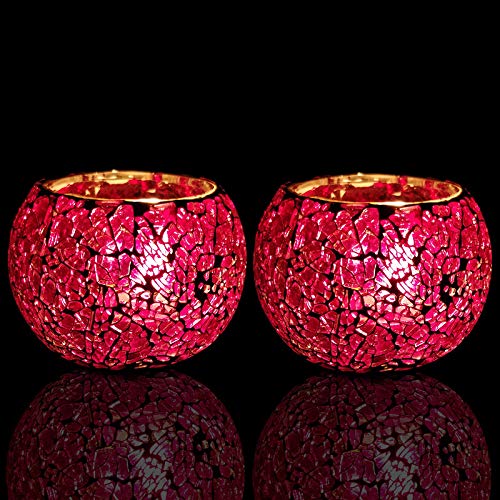 Morrocan Crackled Glass Mosaic Tealight Candle Holder