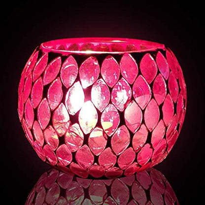 Glowing Red glass tealight holder