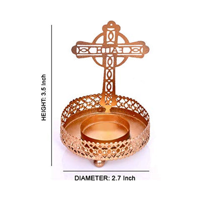 Tiny cross and candle holder