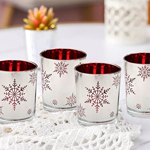 Snowflake Silver Glass Tealight Holders