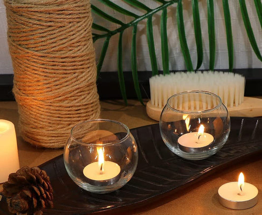 Round Clear Glass Tealight Holder