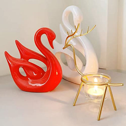 Decorative gold reindeer candle holder centerpiece.