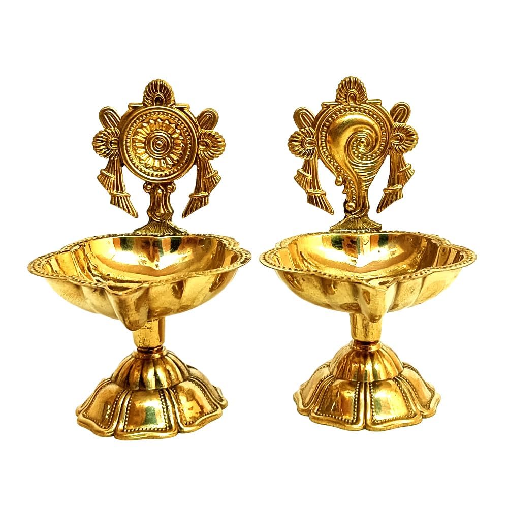 Pure Brass Shanku Chakra Kuber Diya