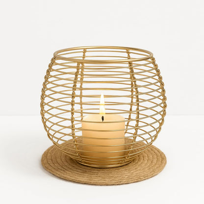 Modern Round Metal Lantern with Glass Jar