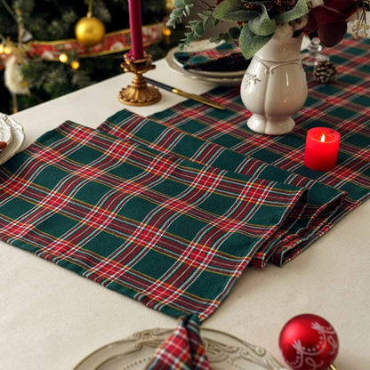 Christmas Runner Cloth - Green Check Pattern