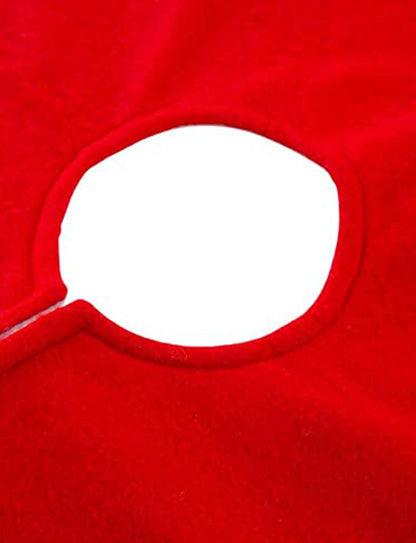 Close-up of a red fabric with a white circular cutout