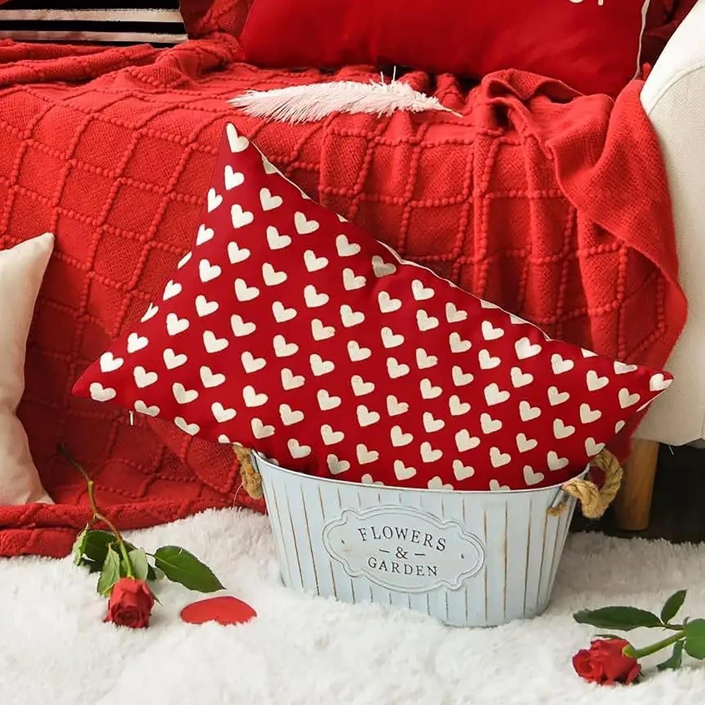 Cute Heart Print Pillow for Valentine's Day