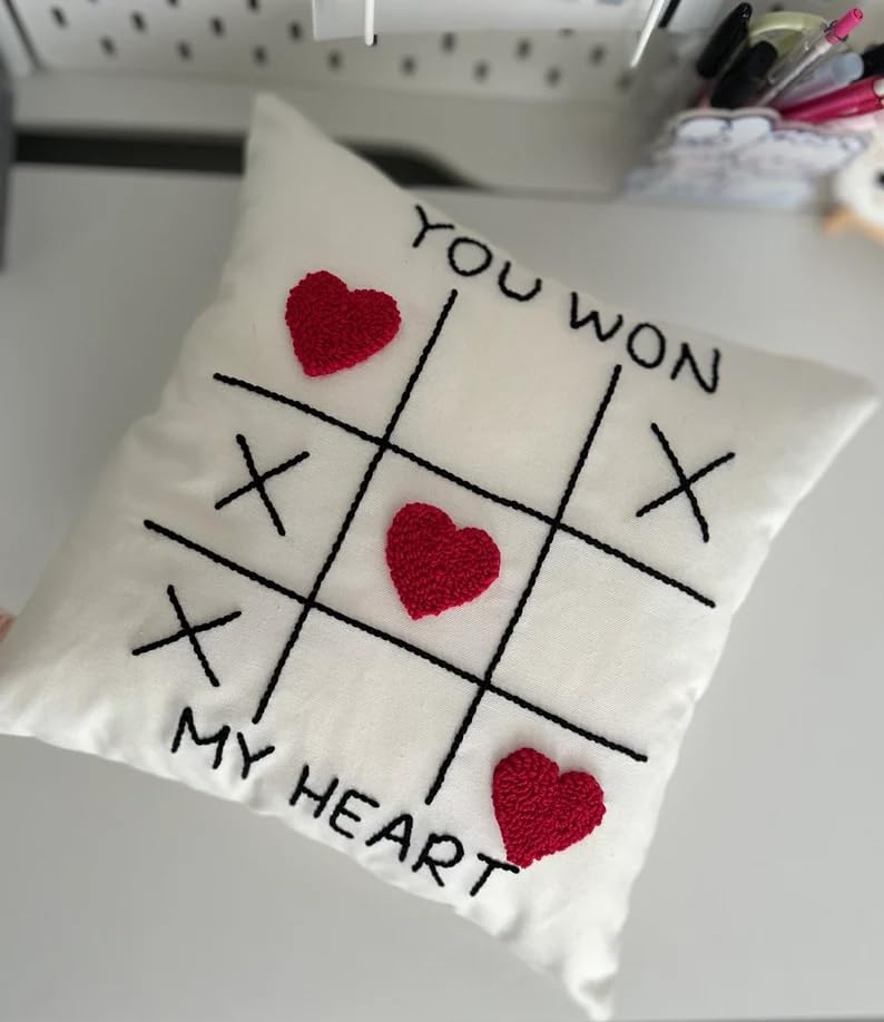 You Won My Heart Tufting Embroidered Cushion