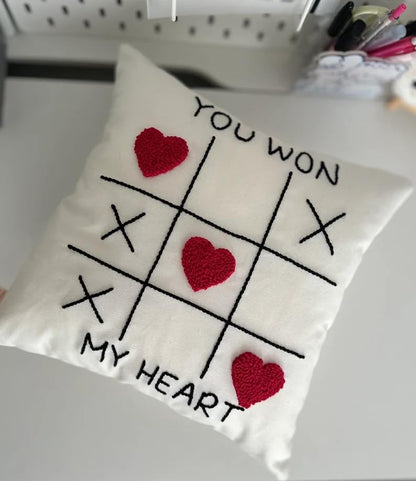 You Won My Heart Tufting Embroidered Cushion