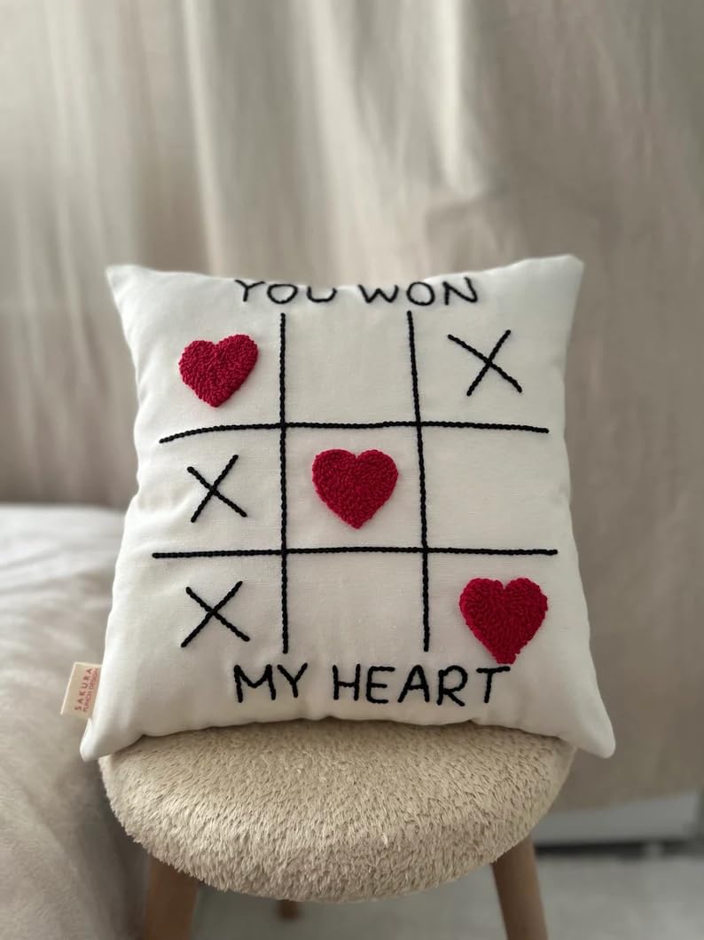 You Won My Heart Tufting Embroidered Cushion